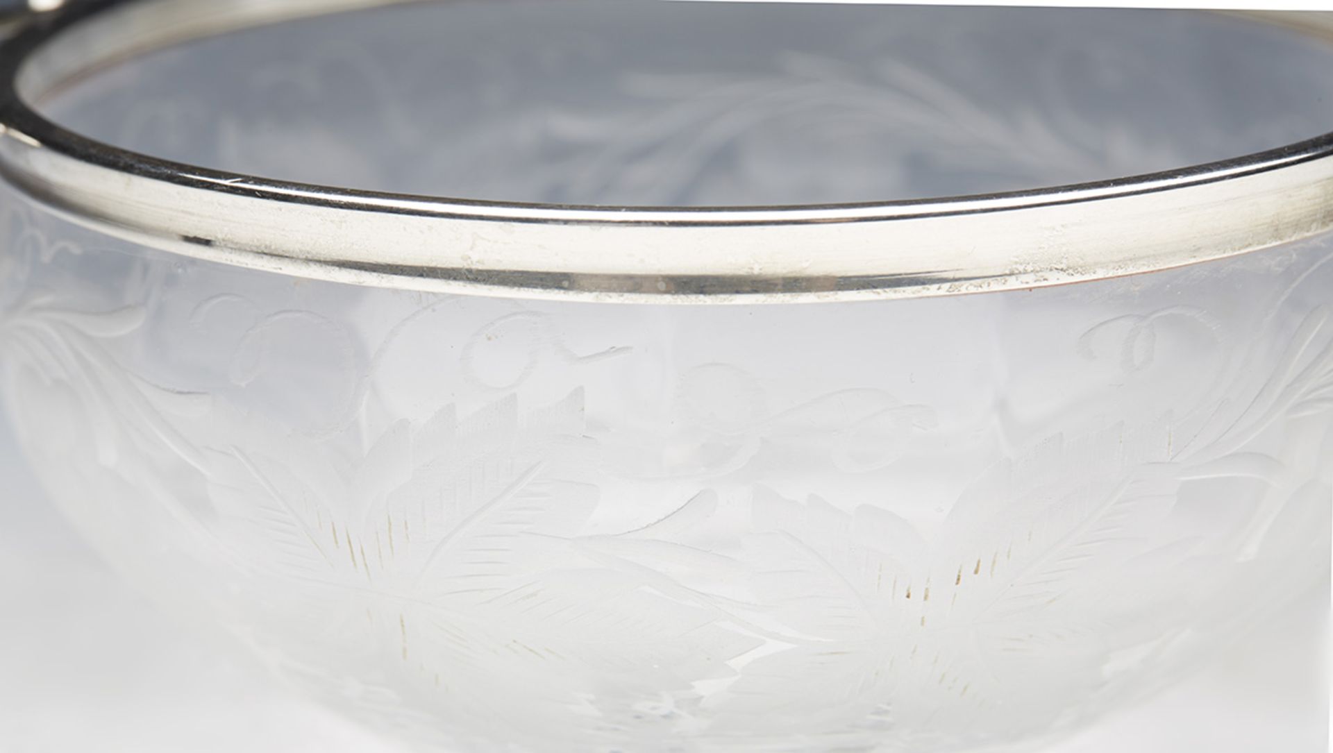 Fine Antique American Silver Mounted Engraved Glass Bowl 19Th C. - Image 2 of 9