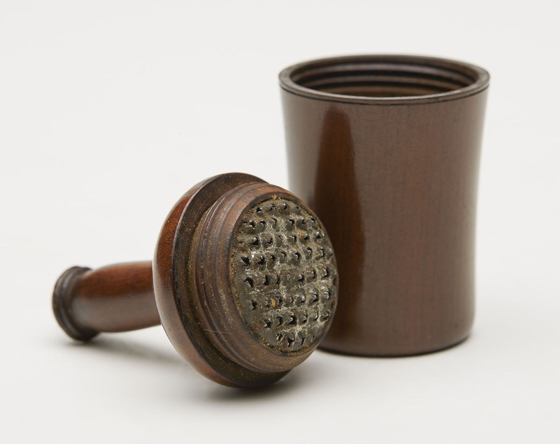 Antique Turned Wood Bottle Nutmeg Grater Early 19Th C. - Image 3 of 5