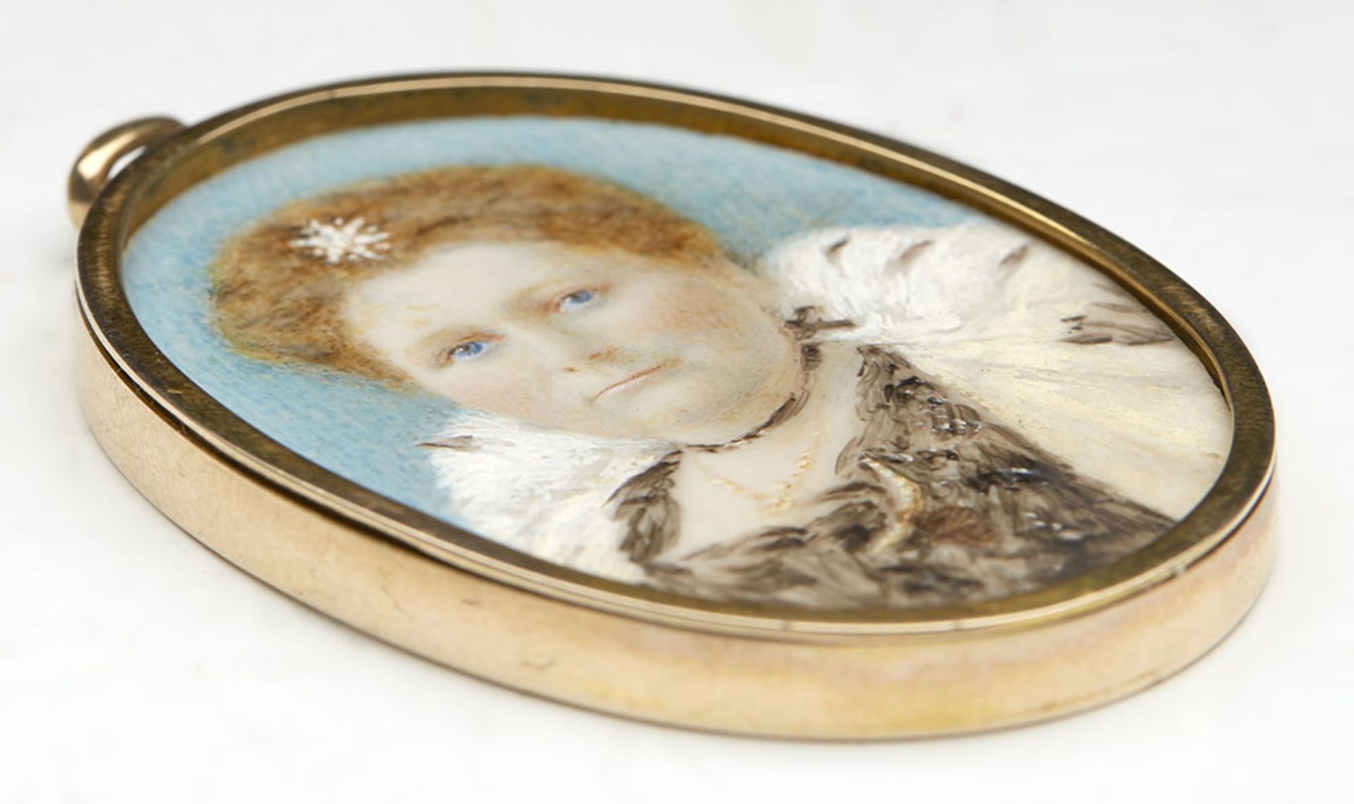 Antique Gold Mounted & Cased Miniature Lady Portrait Watercolour 19Th C. - Image 10 of 10