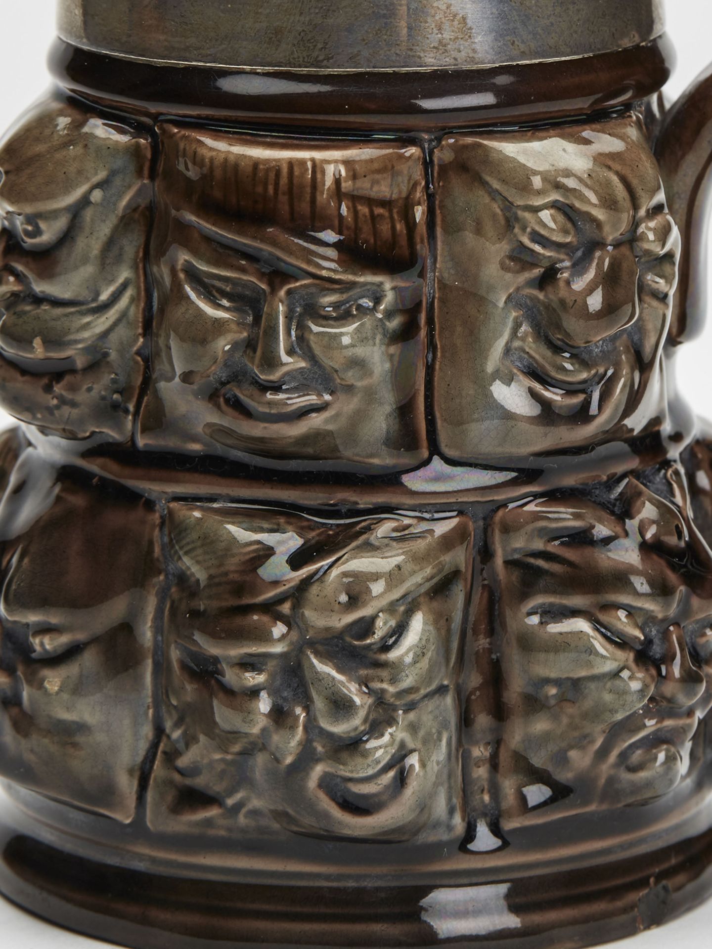 Antique Silver Mounted Thirteen Grostesque Faces Mug C.1880 - Image 4 of 14