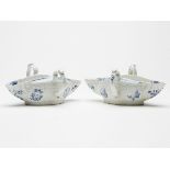 Pair Worcester Blue & White Sauce Boats C.1760