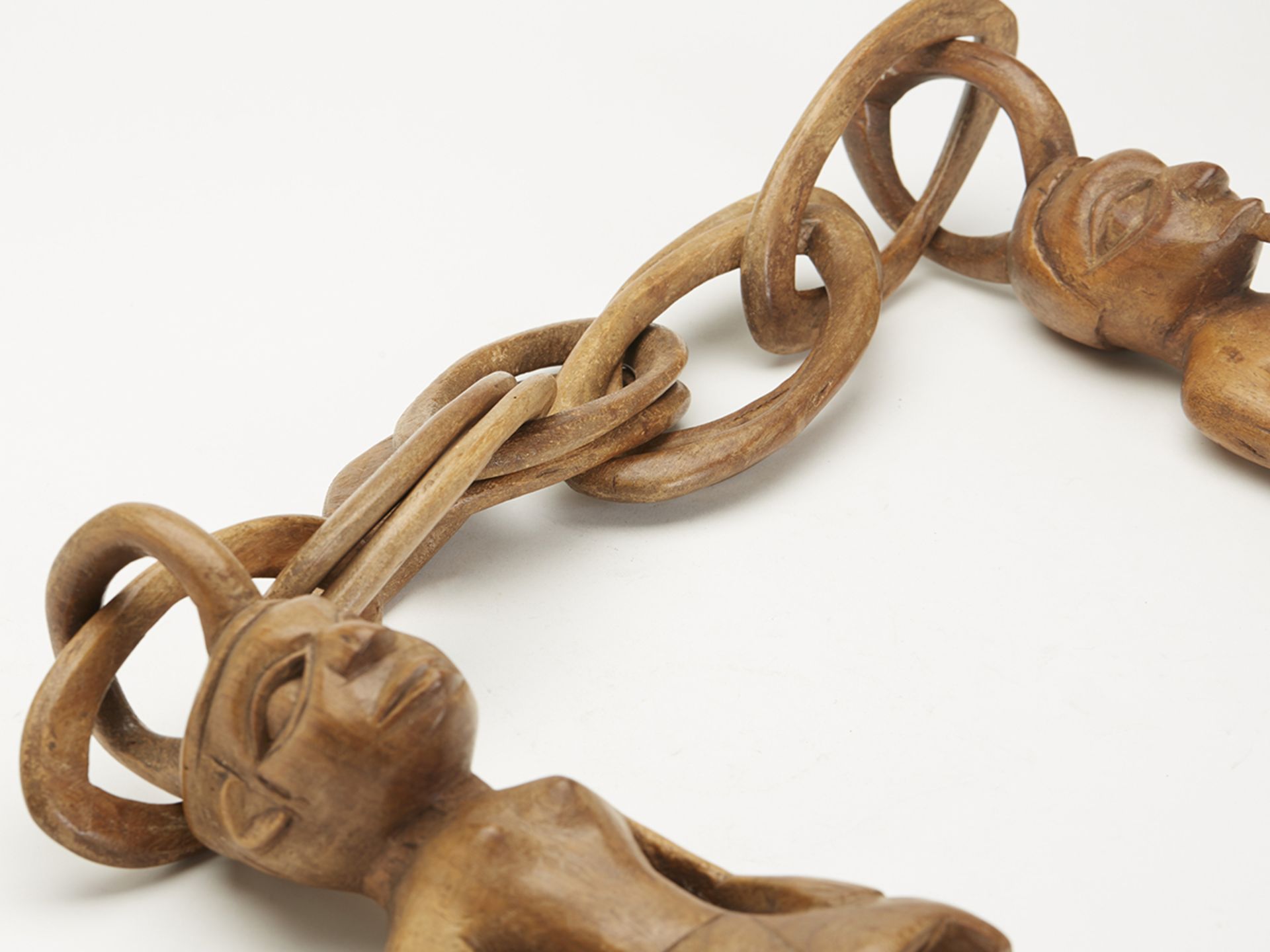 Vintage African Chained Wooden Figures 20Th C. - Image 3 of 13