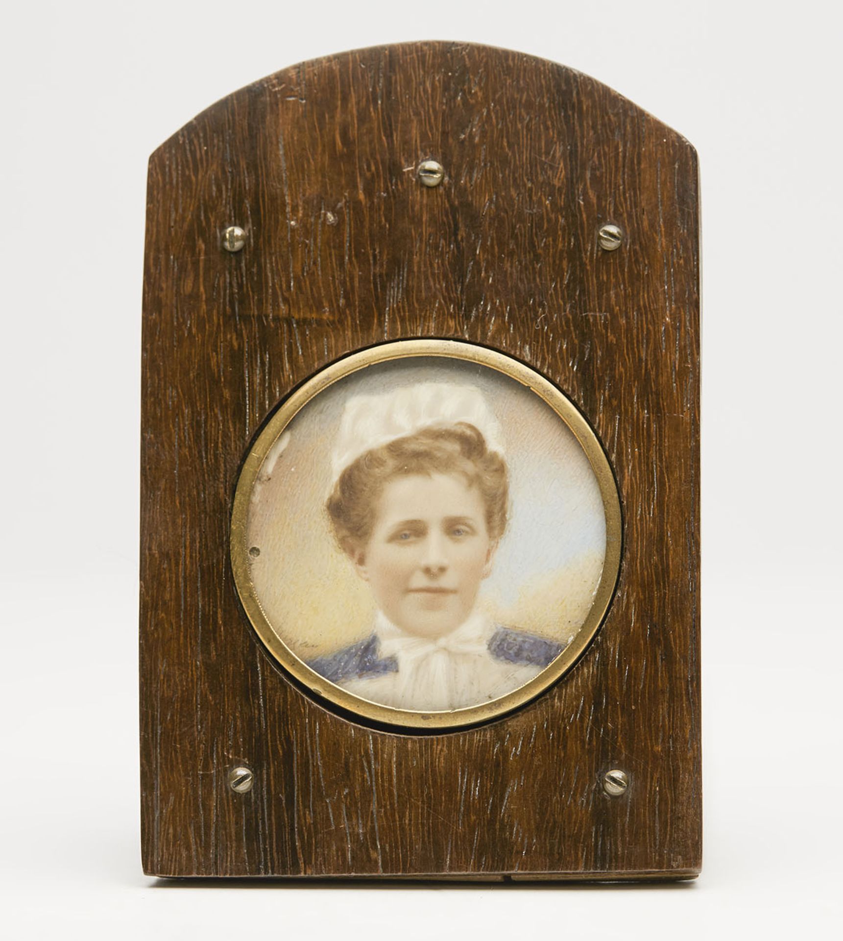 Antique Framed Miniature Portrait Of Nurse C.1900