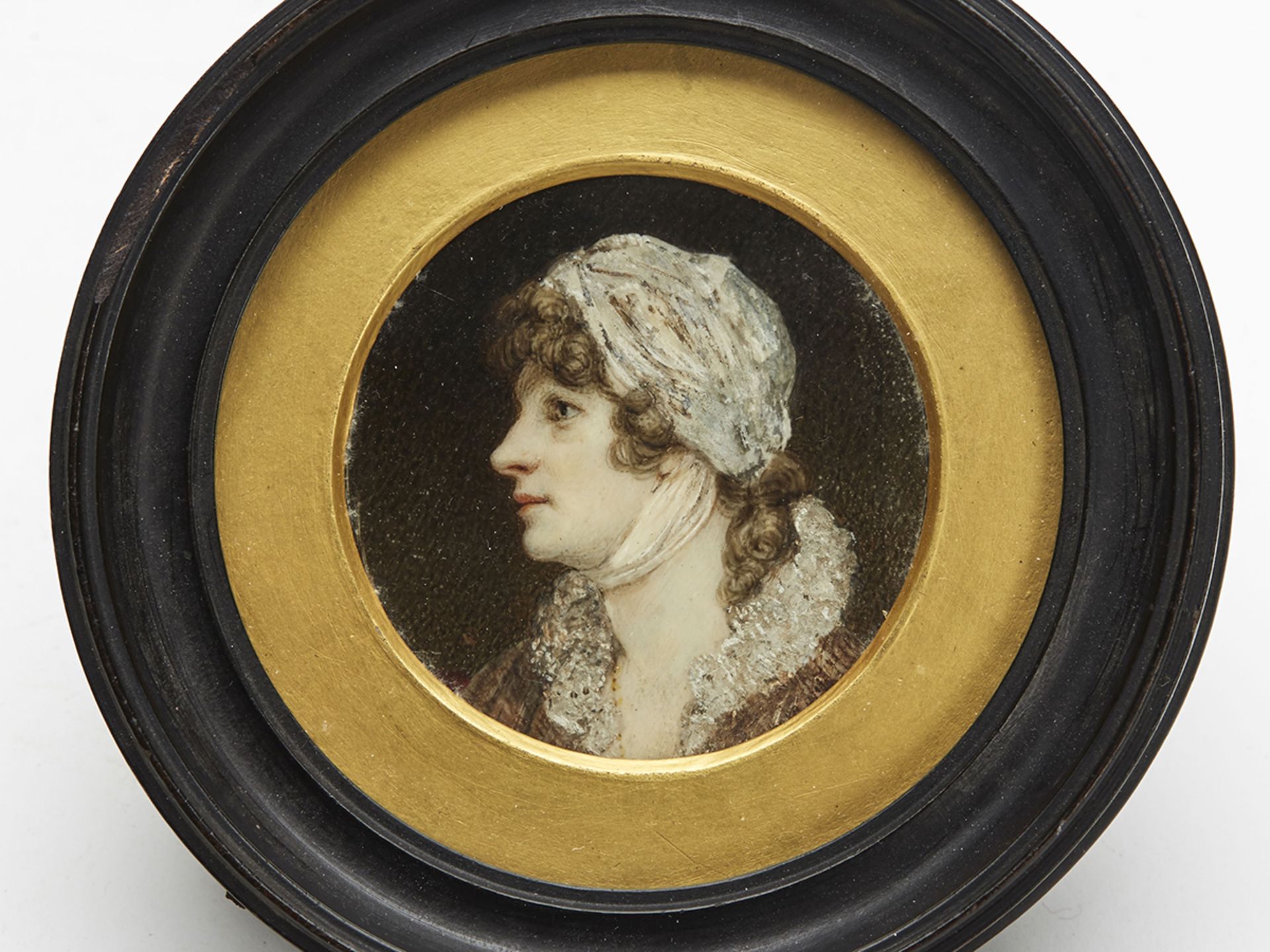 Antique Framed Miniature Portrait Of A Lady 19Th C. - Image 2 of 6