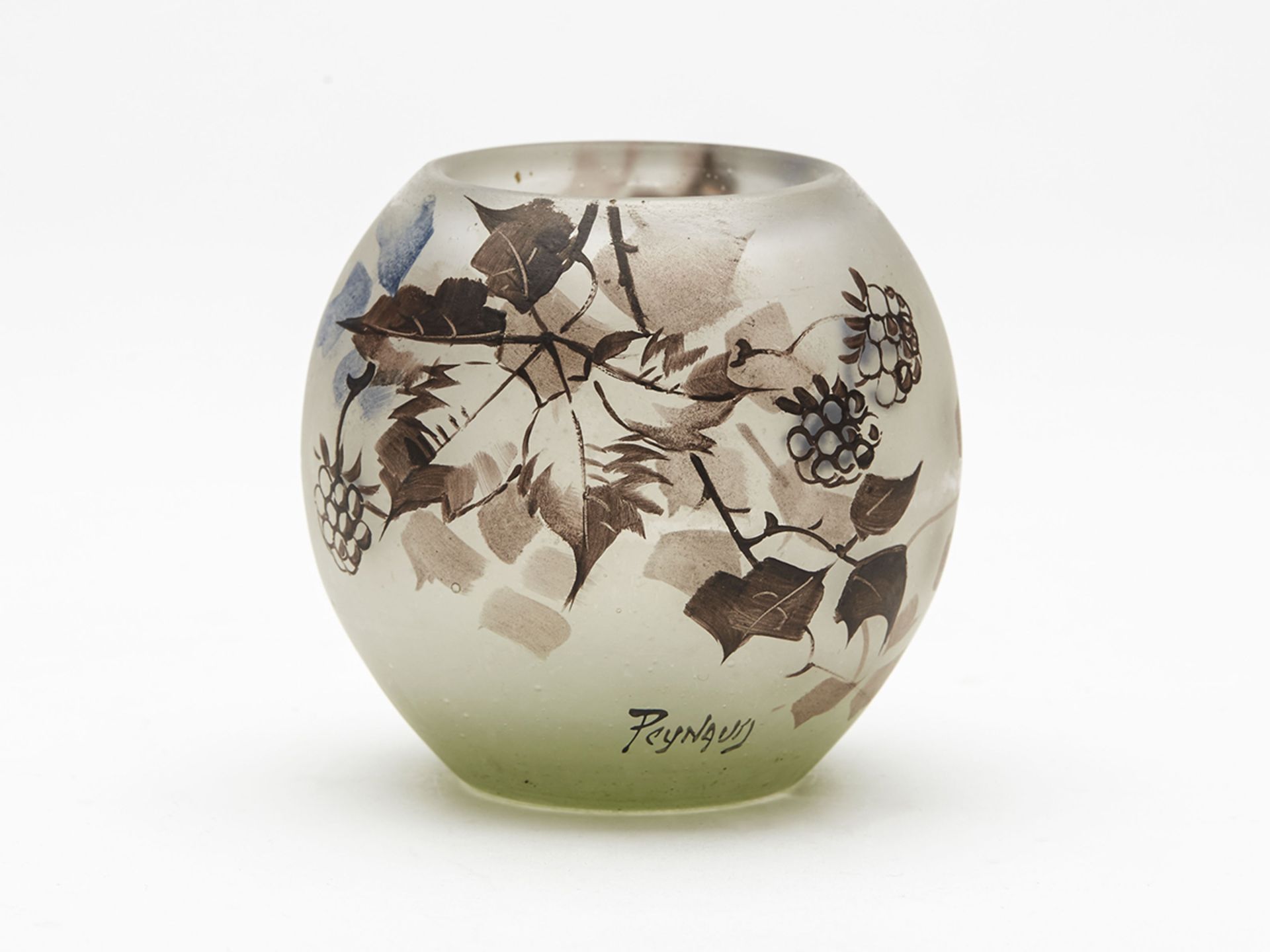 Jean-Simon Paynaud Fruiting Stem Etched Glass Vase C.1910