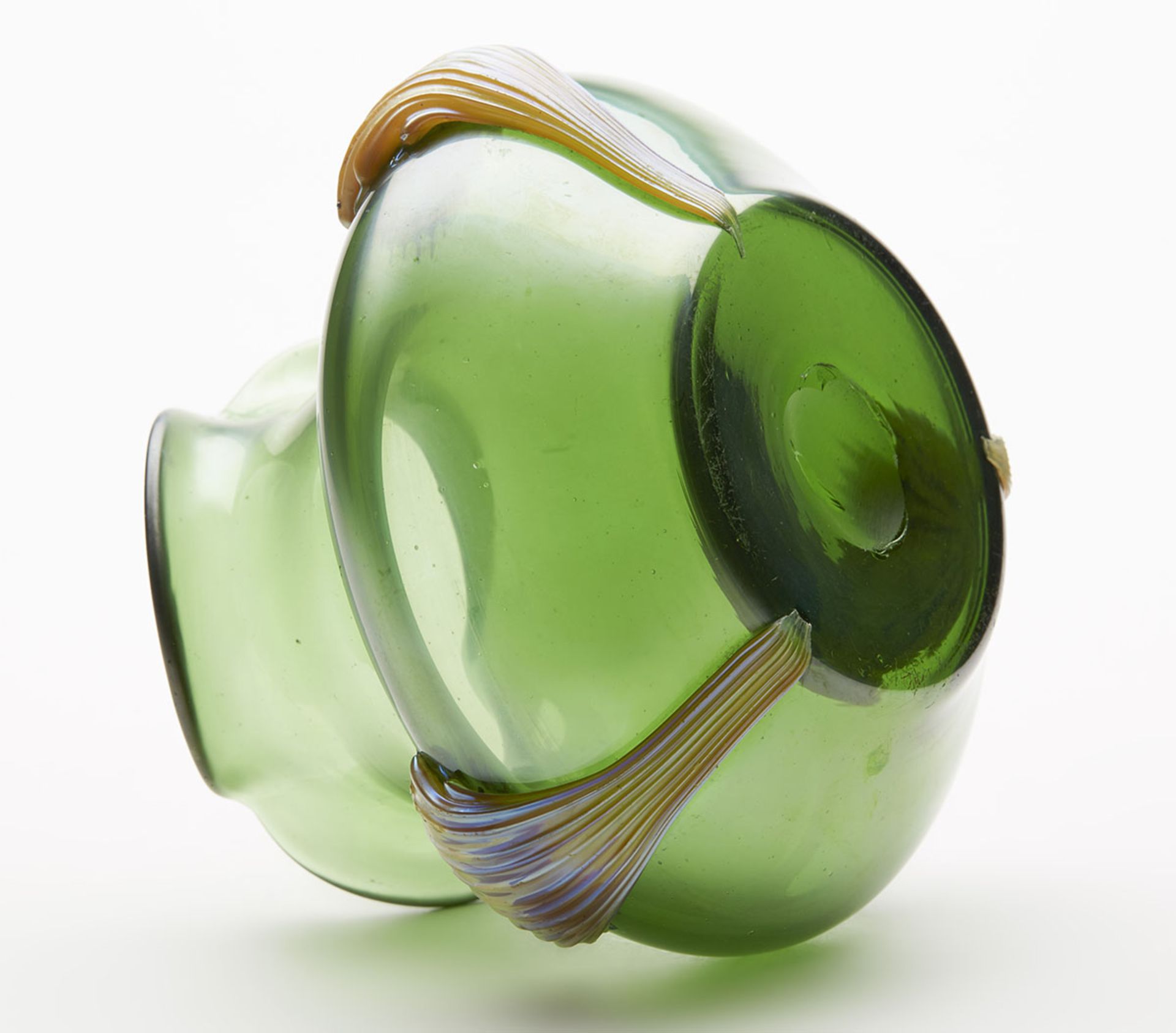 Kralik Iridescent Green Glass Vase With Fan Designs C.1905 - Image 5 of 7