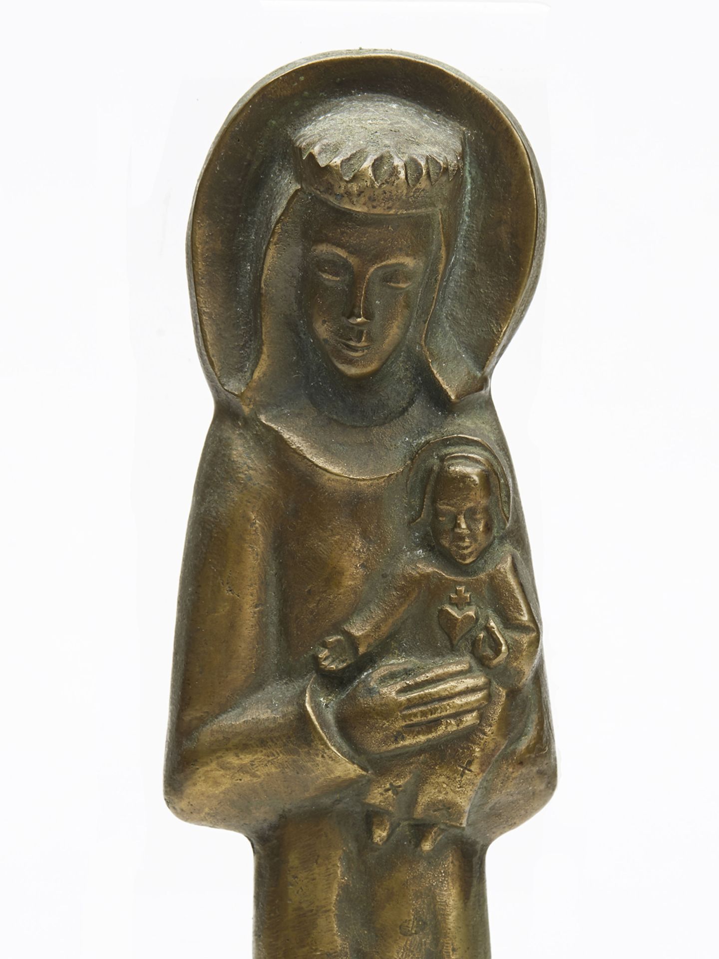 Vintage Bronze Madonna & Child Wall Hanging Signed Scupture - Image 2 of 7