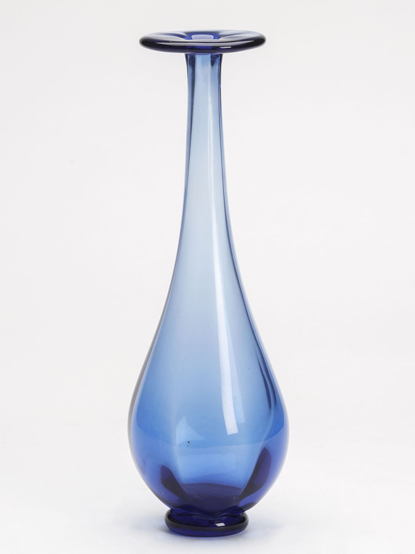 Vintage Signed Scandinavian? Blue Art Glass Vase 20Th C. - Image 2 of 5