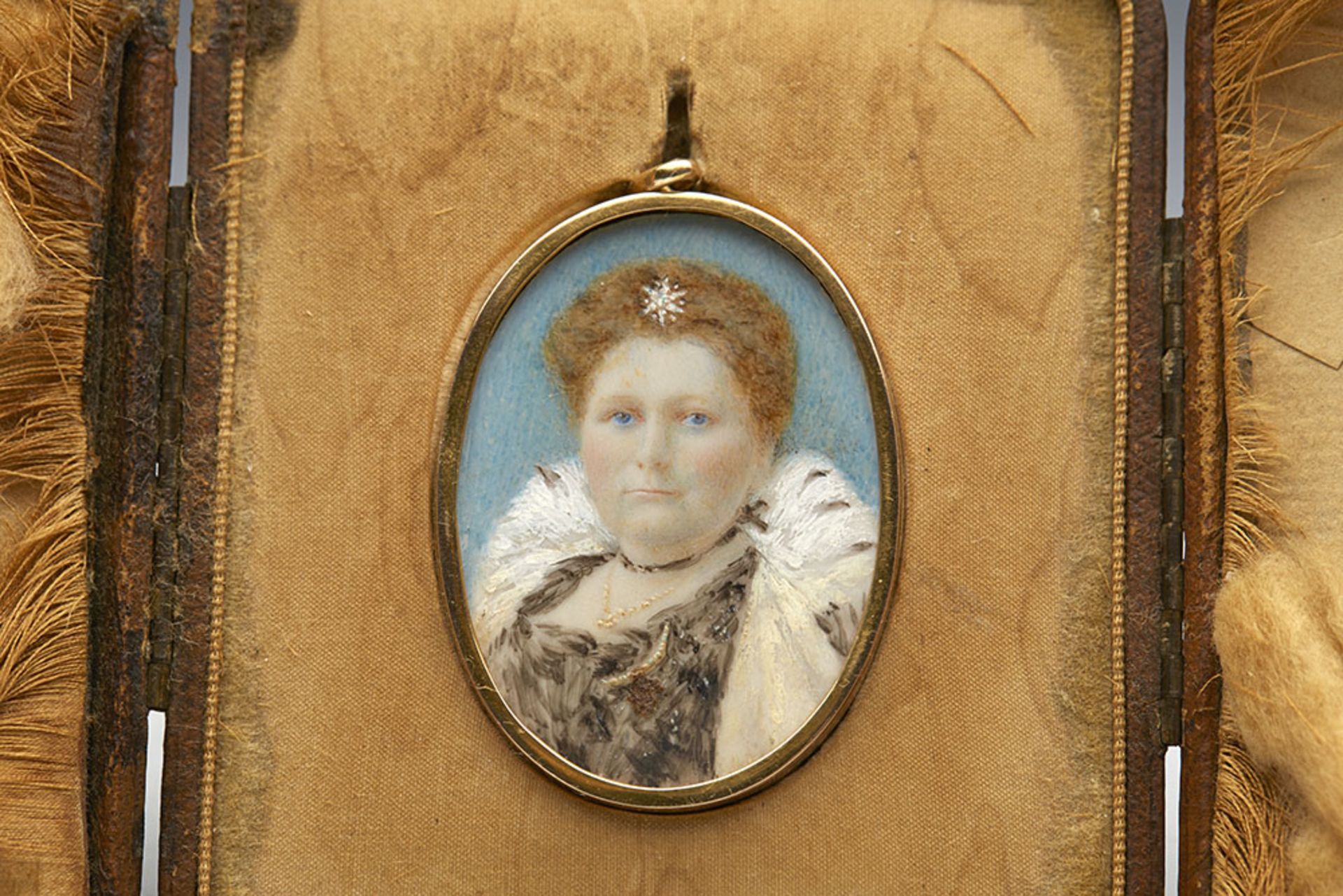 Antique Gold Mounted & Cased Miniature Lady Portrait Watercolour 19Th C. - Image 5 of 10
