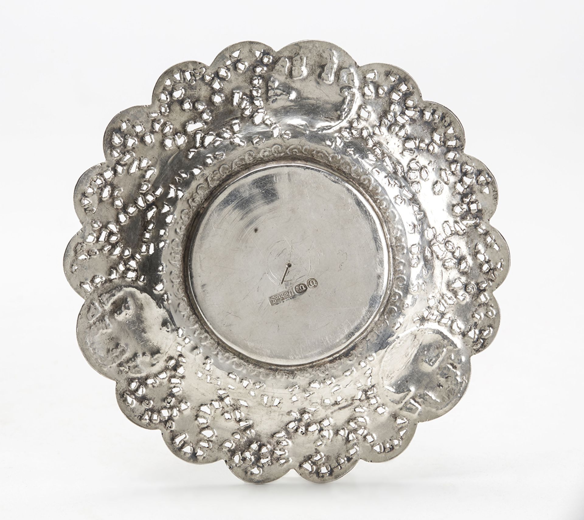 Antique Indian/Asian Silver Reticulated Dish Or Stand 19C. - Image 2 of 7