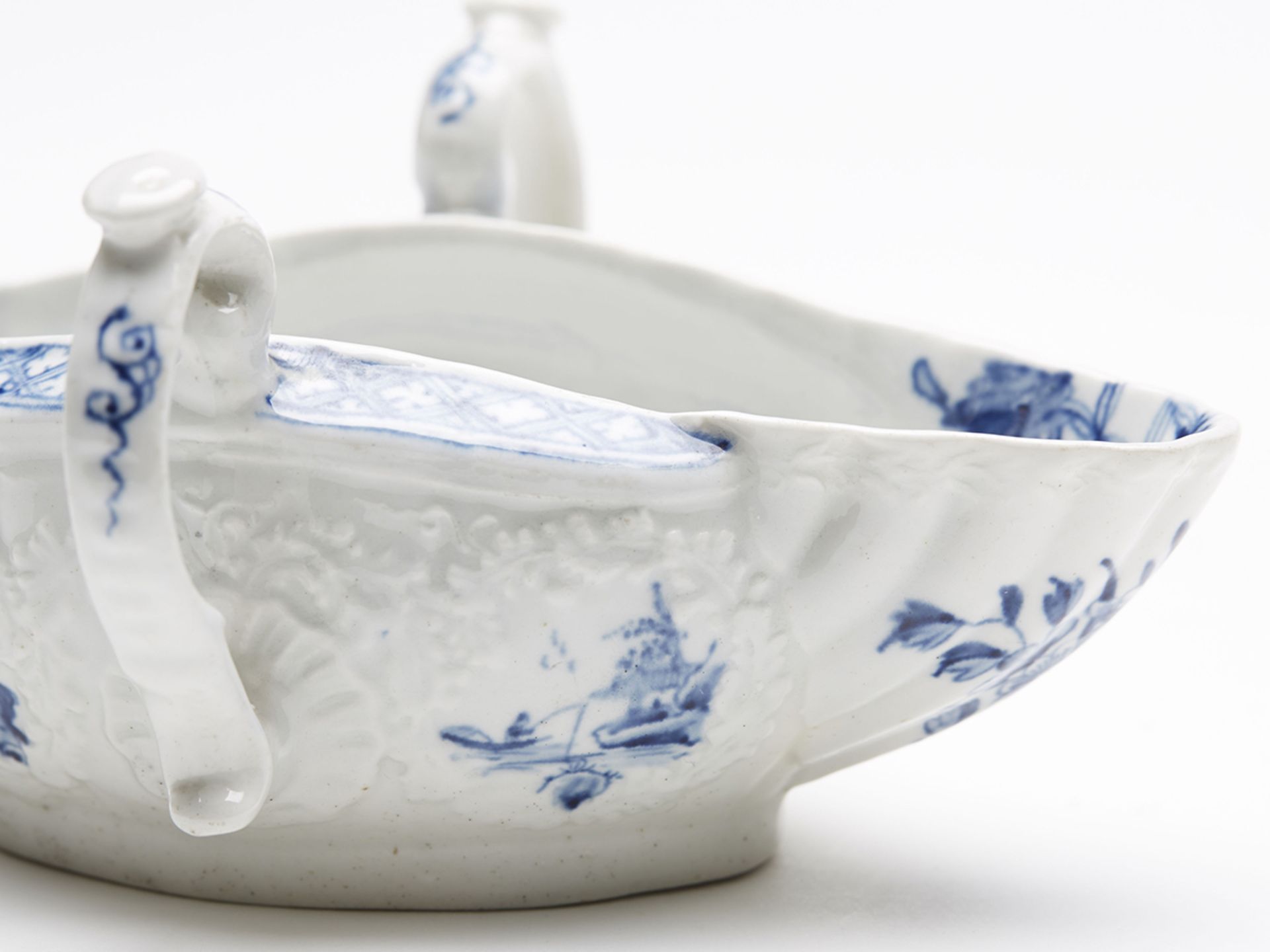 Pair Worcester Blue & White Sauce Boats C.1760 - Image 7 of 11