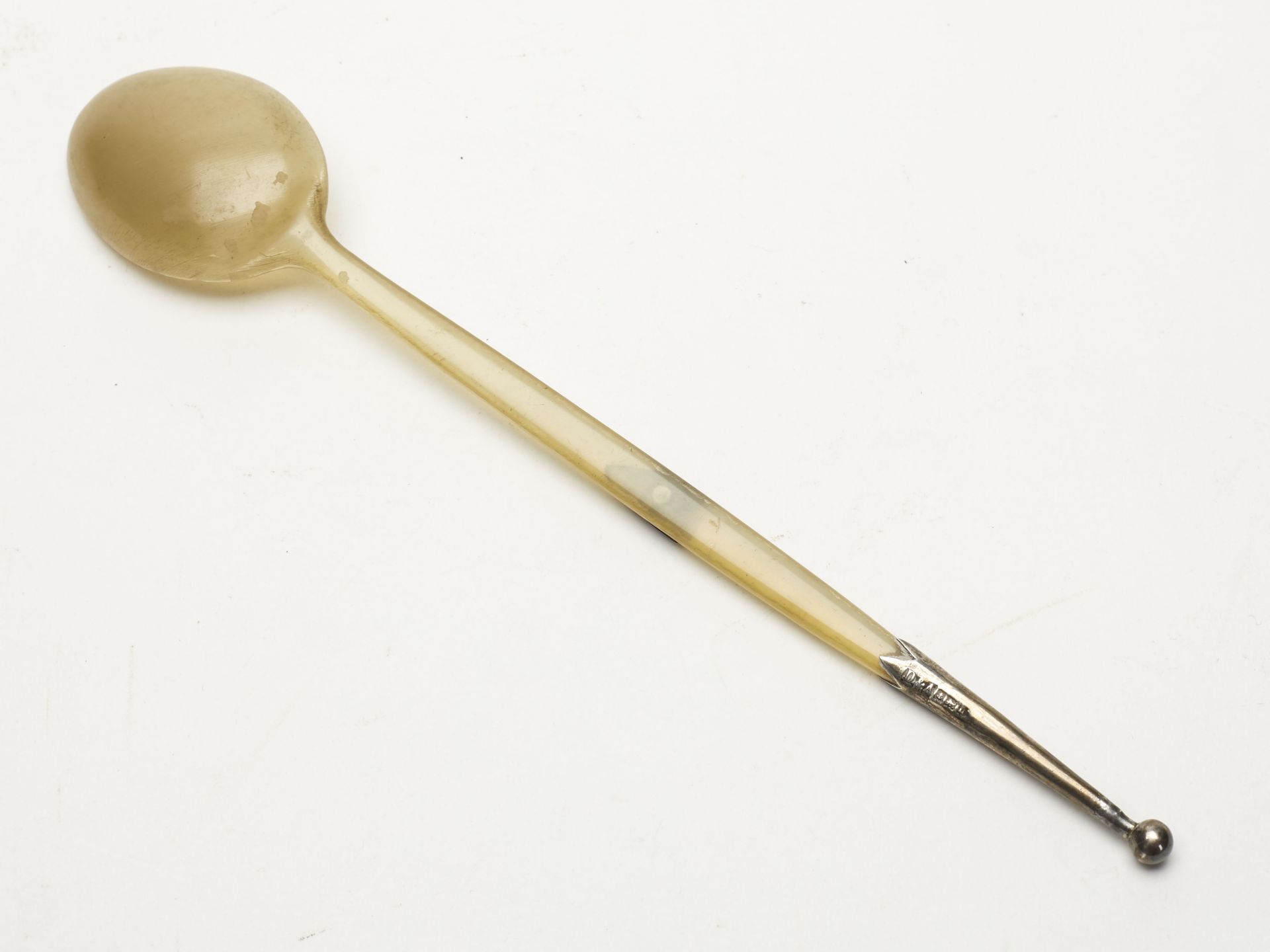 Silver Mounted Daniel & Arter Carved Horn Spoon 1912 - Image 5 of 7