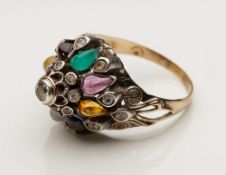 Vintage Thai Princess Ring Set With Semi Precious Stones C.1930