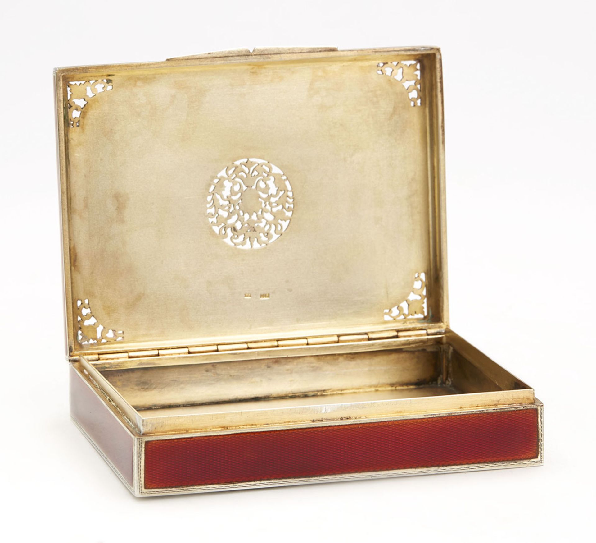 Austrian Guilloche Enamel Floral Pierced Silver Box C.1920 - Image 6 of 10