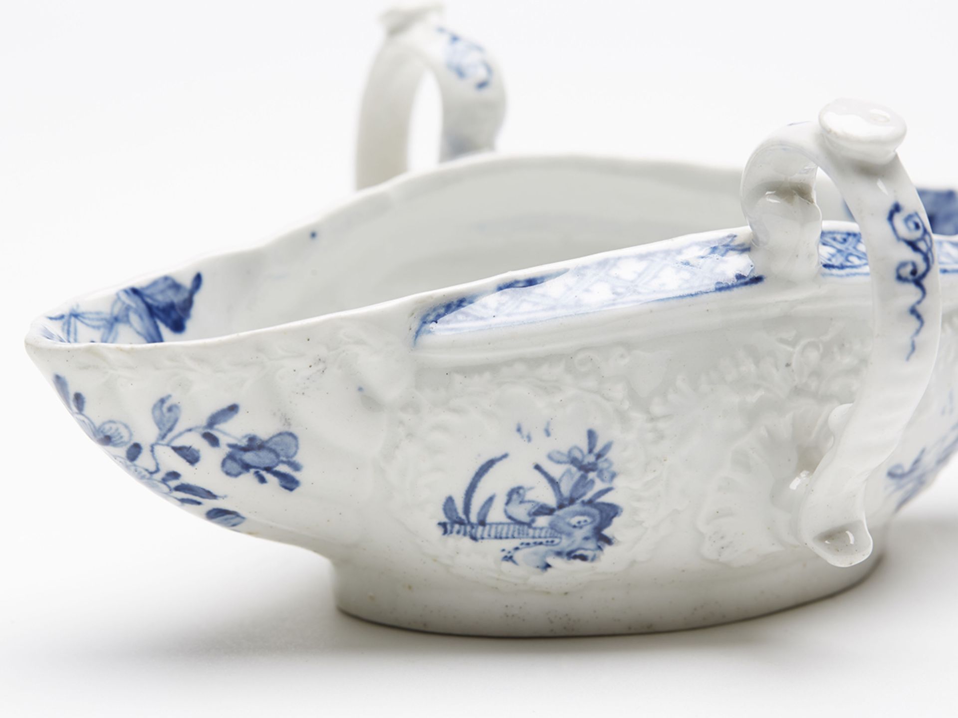 Pair Worcester Blue & White Sauce Boats C.1760 - Image 8 of 11