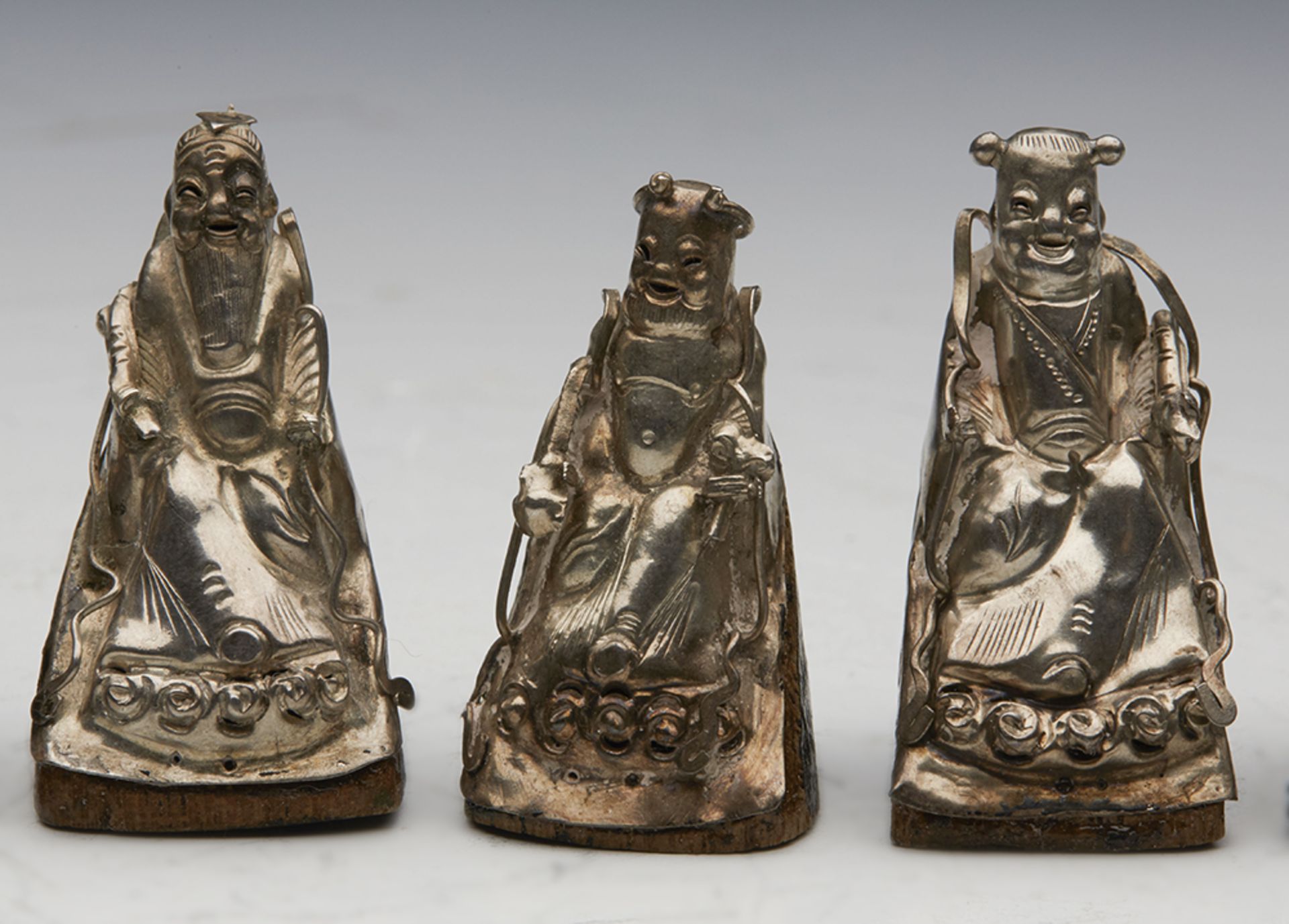 Antique Chinese Collection Nine Immortals Silver Menu/Place Holders 19Th C. - Image 5 of 10