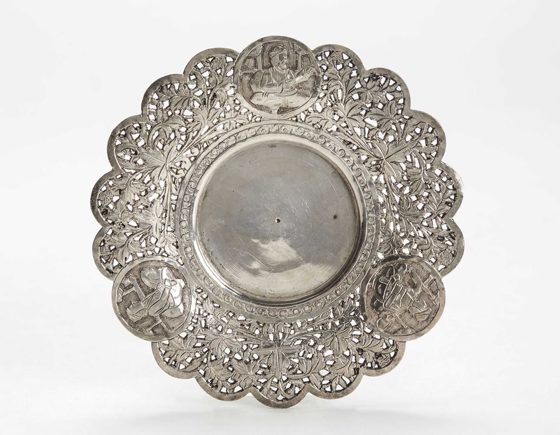 Antique Indian/Asian Silver Reticulated Dish Or Stand 19C.