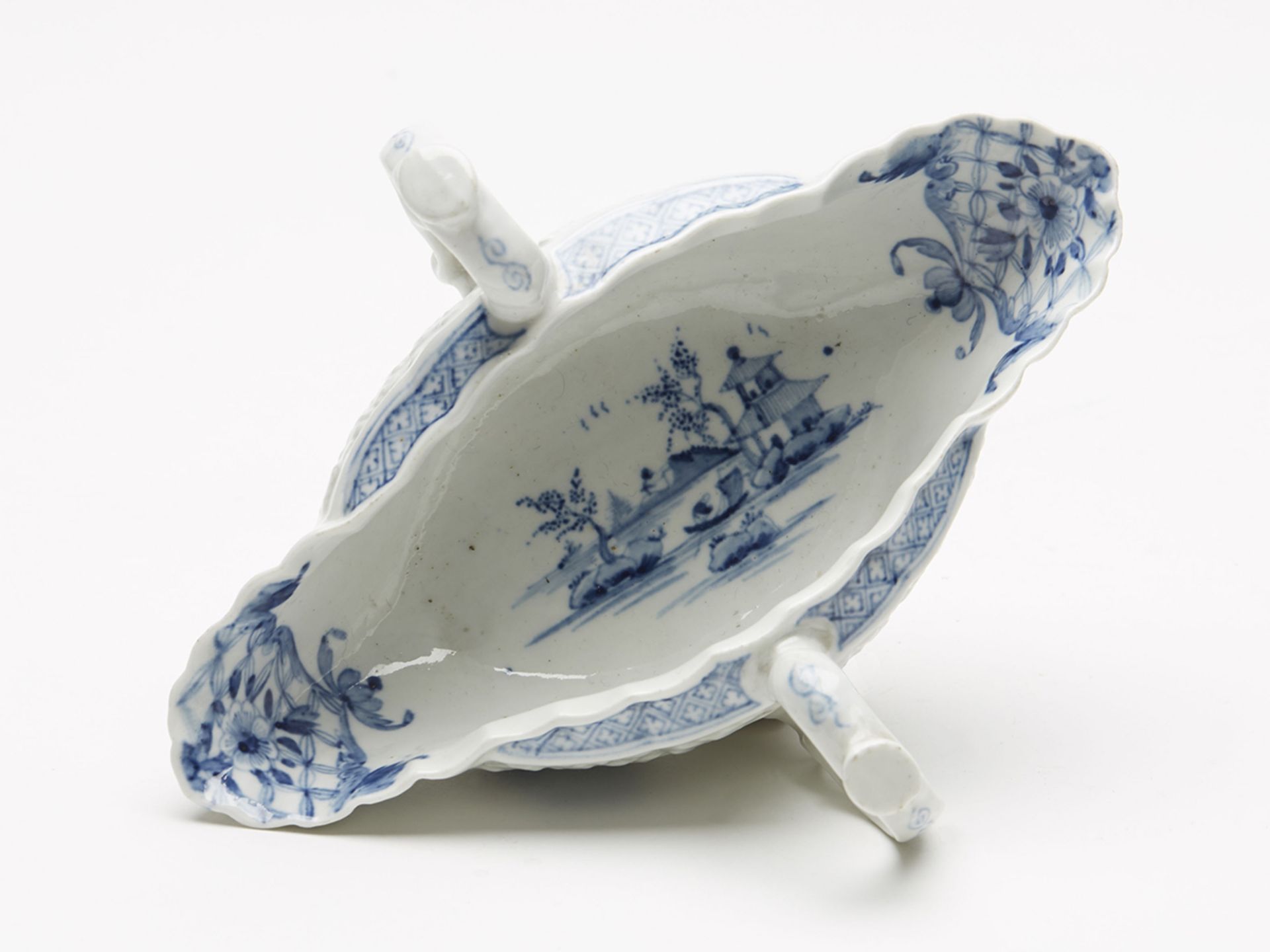 Pair Worcester Blue & White Sauce Boats C.1760 - Image 11 of 11