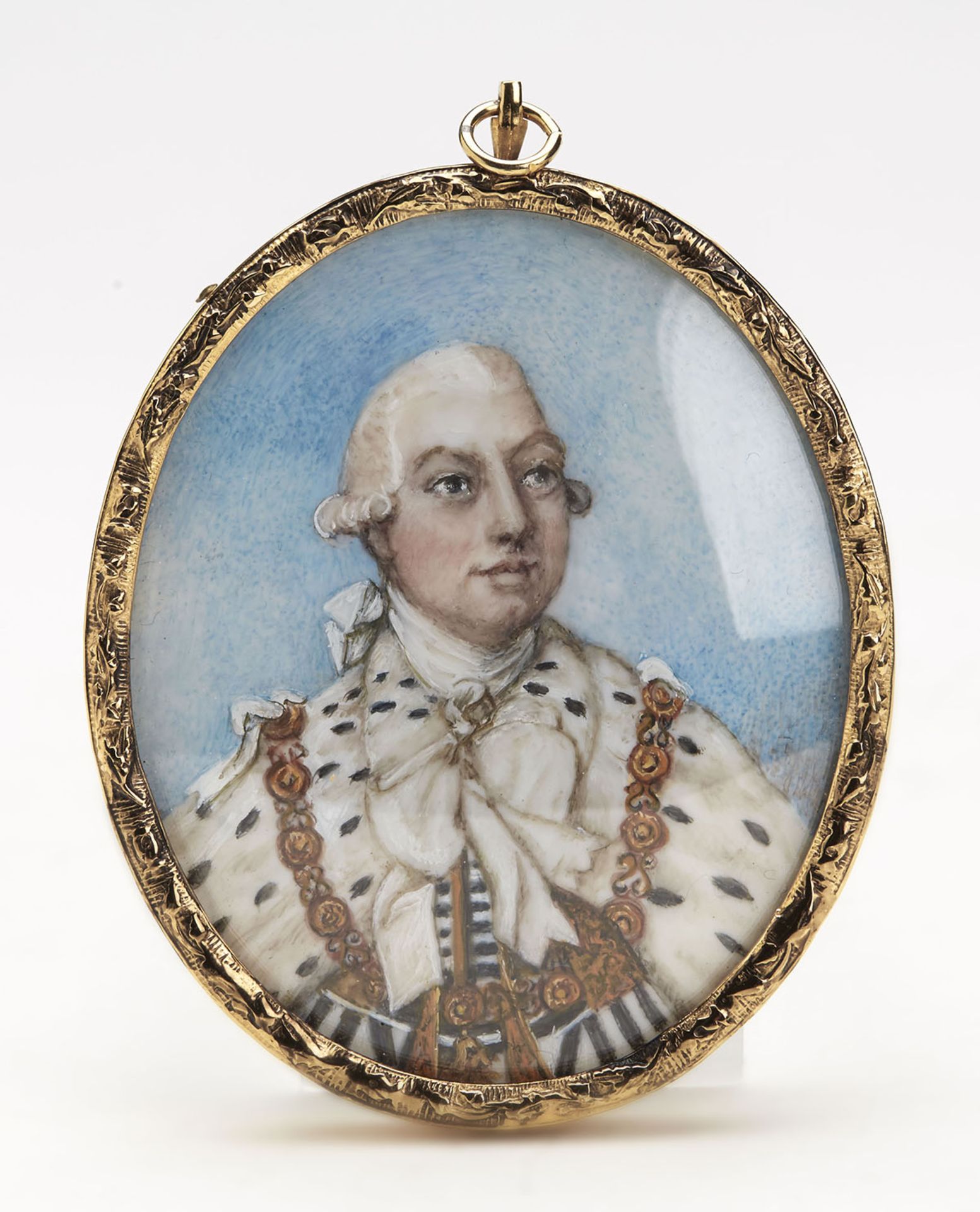 George Iii Framed Miniature By Ann Shelley-Lloyd 2Oth C.