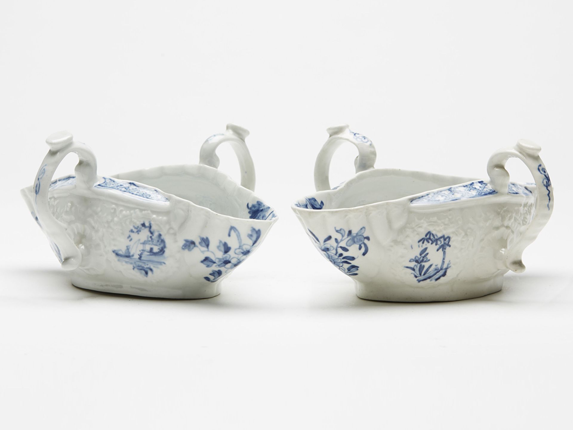 Pair Worcester Blue & White Sauce Boats C.1760 - Image 3 of 11