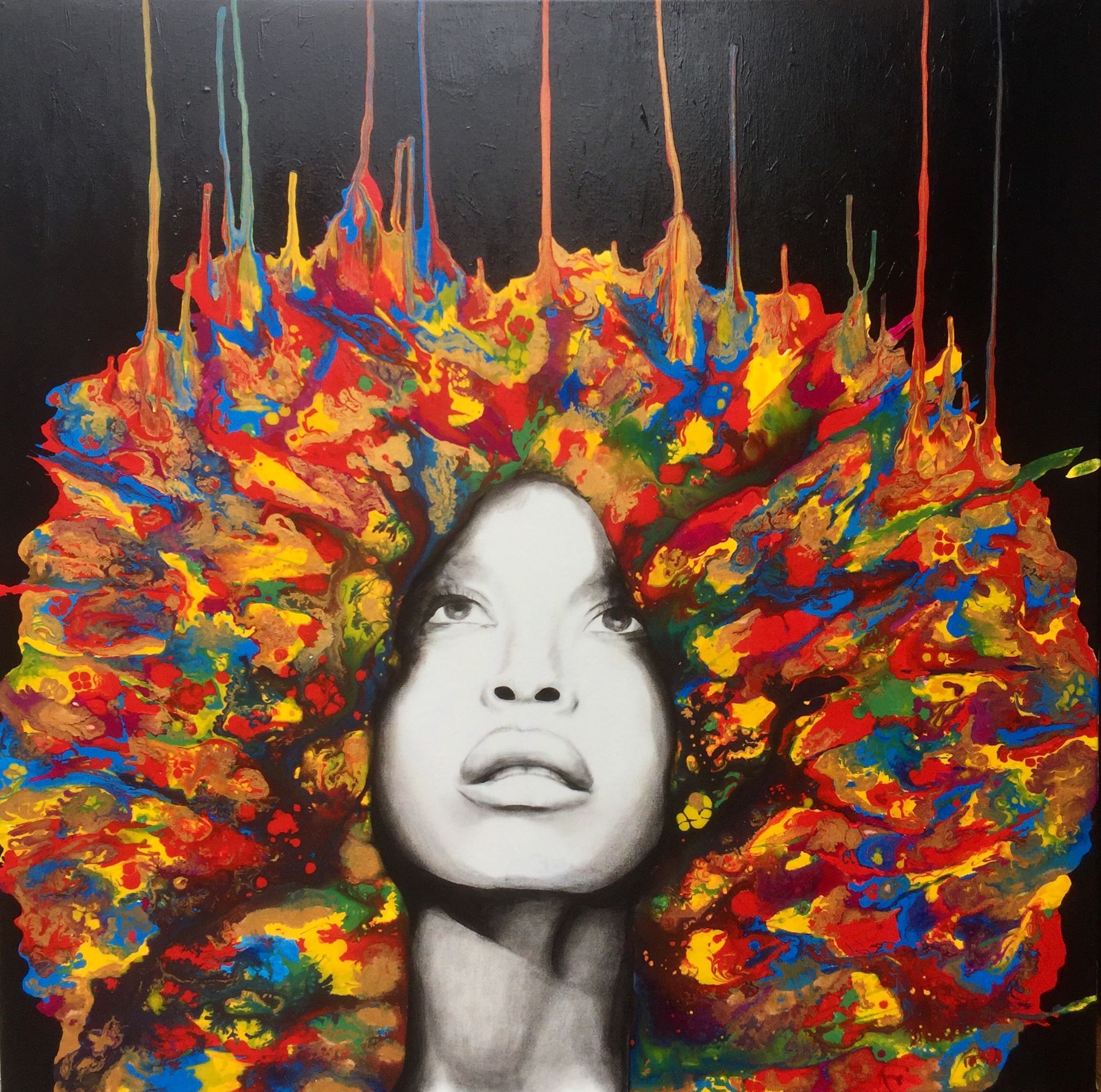 Artist: Kris Cieslak - Erykah Badu acrylic on canvas