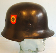 ORIGINAL, Nazi German Police Double Decal Combat Helmet With Liner.