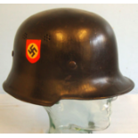 ORIGINAL, Nazi German Police Double Decal Combat Helmet With Liner.