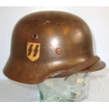 SUPERB, RARE, ORIGINAL, WW2 Nazi German Waffen SS Single Decal M40 Infantry Combat Helmet By ïET'