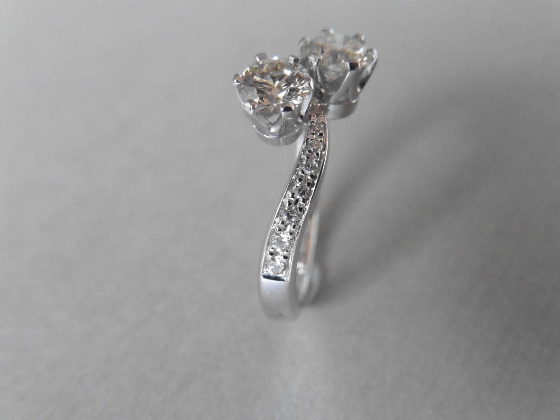 1.00ct diamond two stone twist ring. Centre stones weight 0.43ct each, H/I colour and si3 clarity. - Image 3 of 4