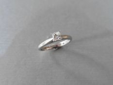 0.40ct diamond solitaire ring set with a princess cut diamond of I colour and VS clarity. 18Ct white