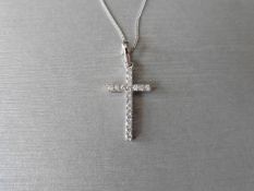 18ct white gold diamond cross pendant. Set with 14 brilliant cut diamonds, H/I colour, si3 clarity