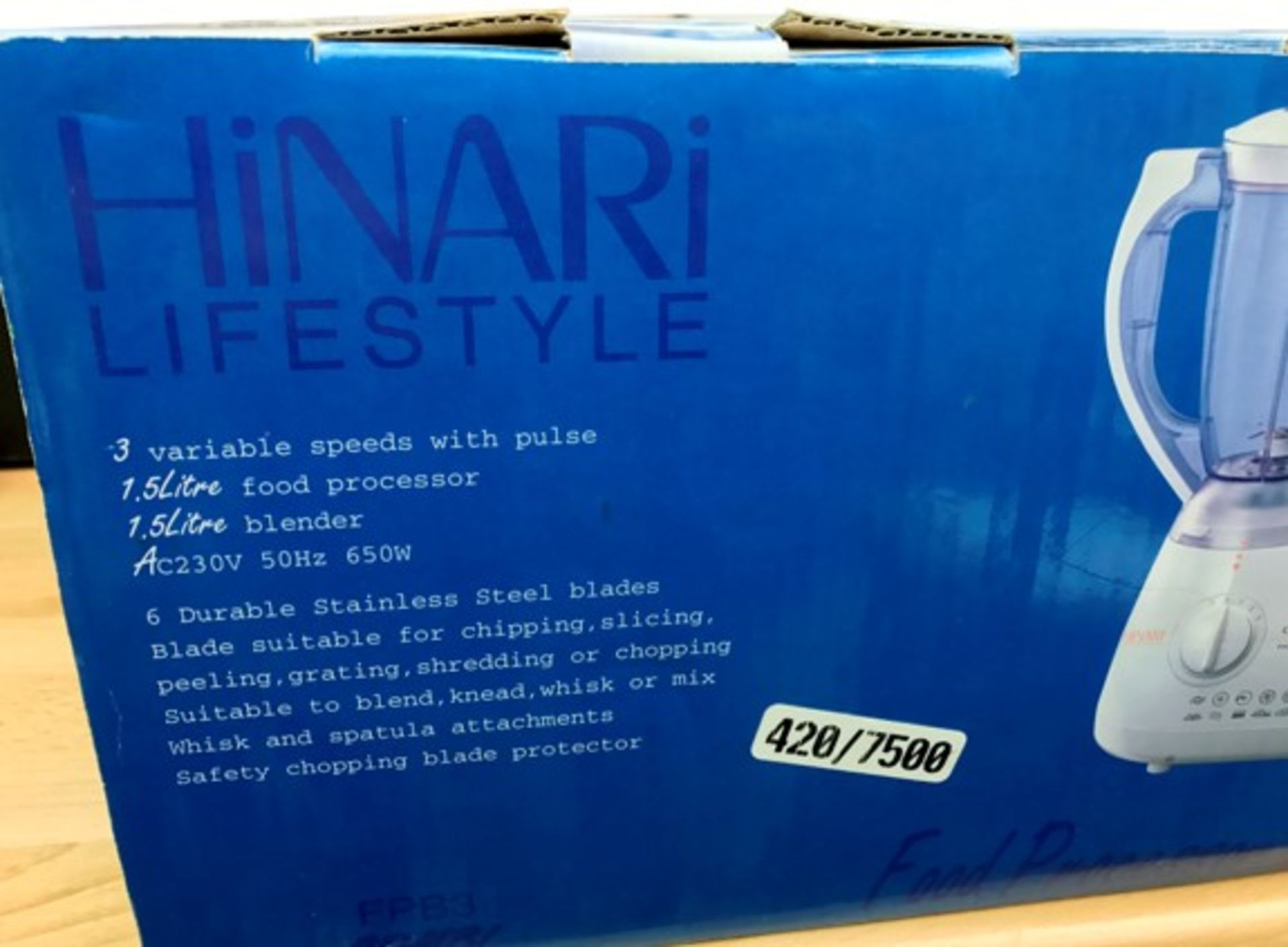 Hinari Lifestyle Food Processor 1.5L FPB3 Blend Chop Knead Whisk Grate Shred - Image 3 of 4