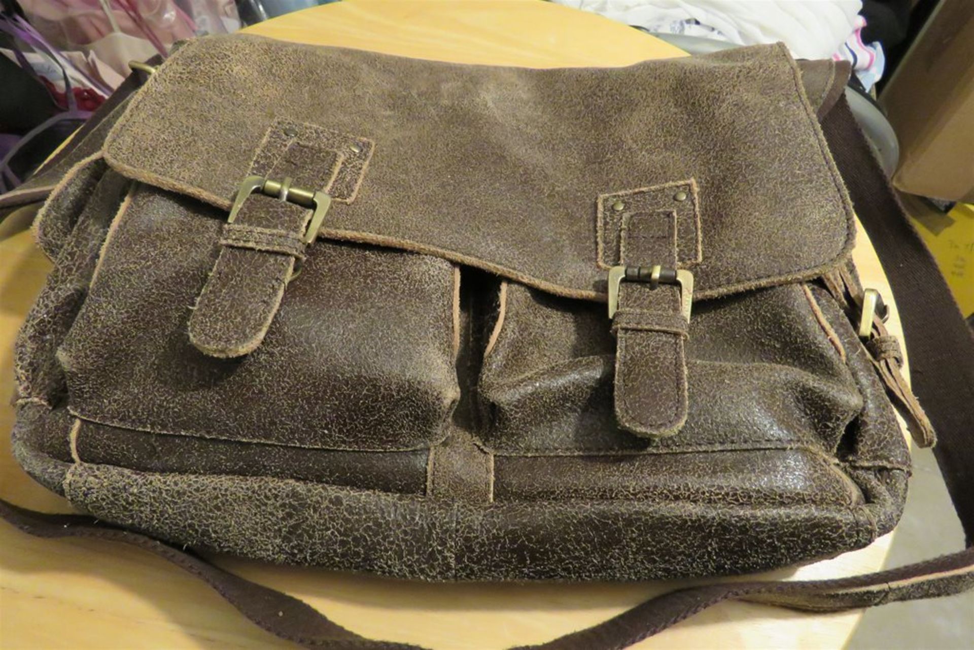 Denning & Kane - Genuine Distressed Brown Leather Satchel Bag