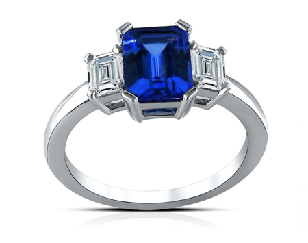 Tanzanite and Emerald Cut Diamond Ring