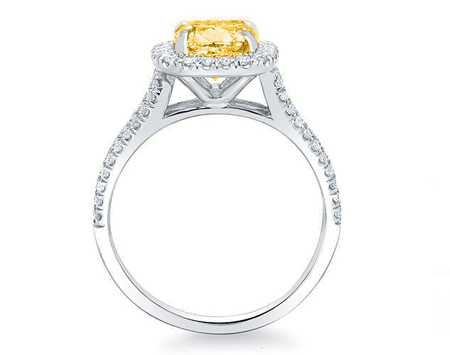 A Cushion Cut Yellow Diamond Halo Ring - Image 2 of 3