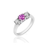 3 stone Pink Sapphire and Diamond Ring