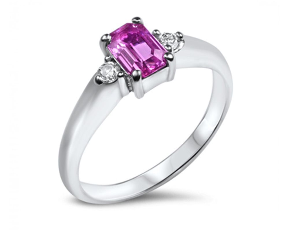 Pink Sapphire with side Diamonds
