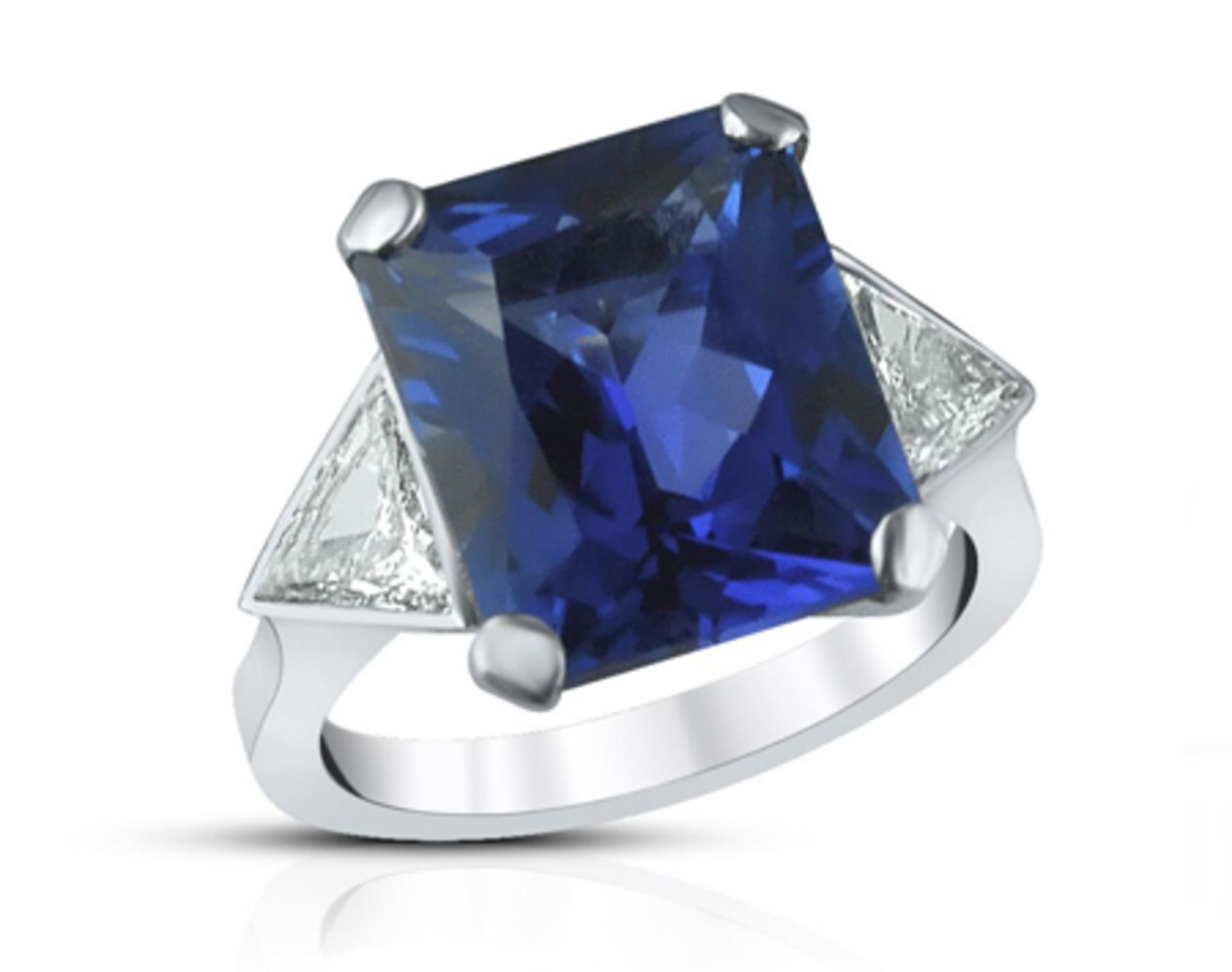 Tanzanite and Trillion Diamond Ring