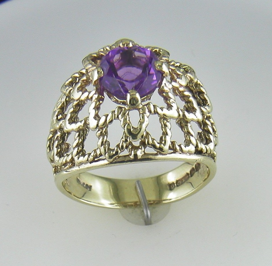 A "Fully Restored" Bombe Style Ring Ste - 7mm Round Amethyst.