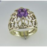 A "Fully Restored" Bombe Style Ring Ste - 7mm Round Amethyst.