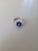 White Gold Sapphire and Diamond cluster ring