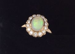 18ct Opal and Diamond Ring