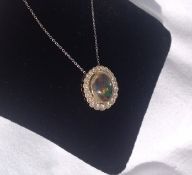 18ct Opal and Diamond Pendant