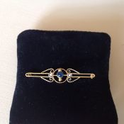 9ct Sapphire & Pearl brooch