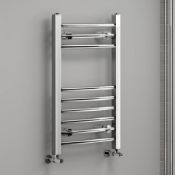 (A8) 650x400mm - 20mm Tubes - Chrome Curved Rail Ladder Towel Radiator. Our Nancy 650x400mm Chrome