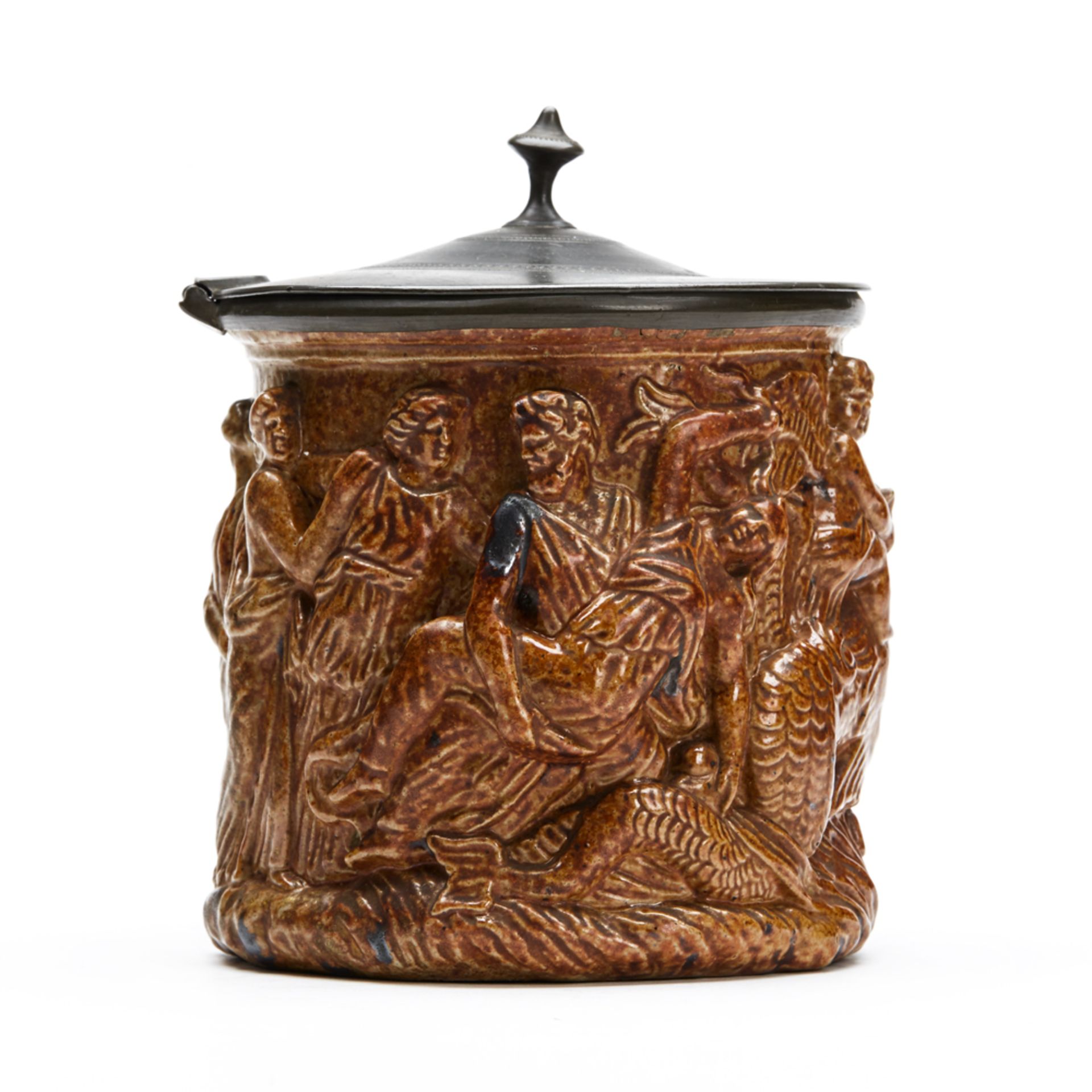 Salt Glazed Figural Pewter Mounted Tobacco Jar C.1830 - Image 2 of 9