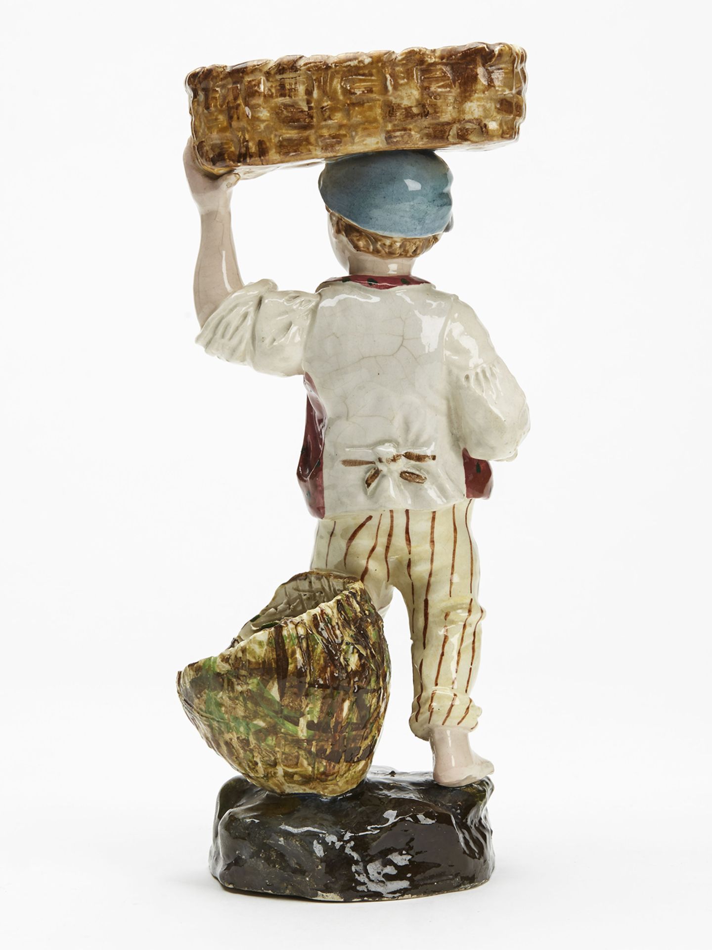 Antique Continental Pottery Boy & Baskets Figure 19Th C. - Image 3 of 8