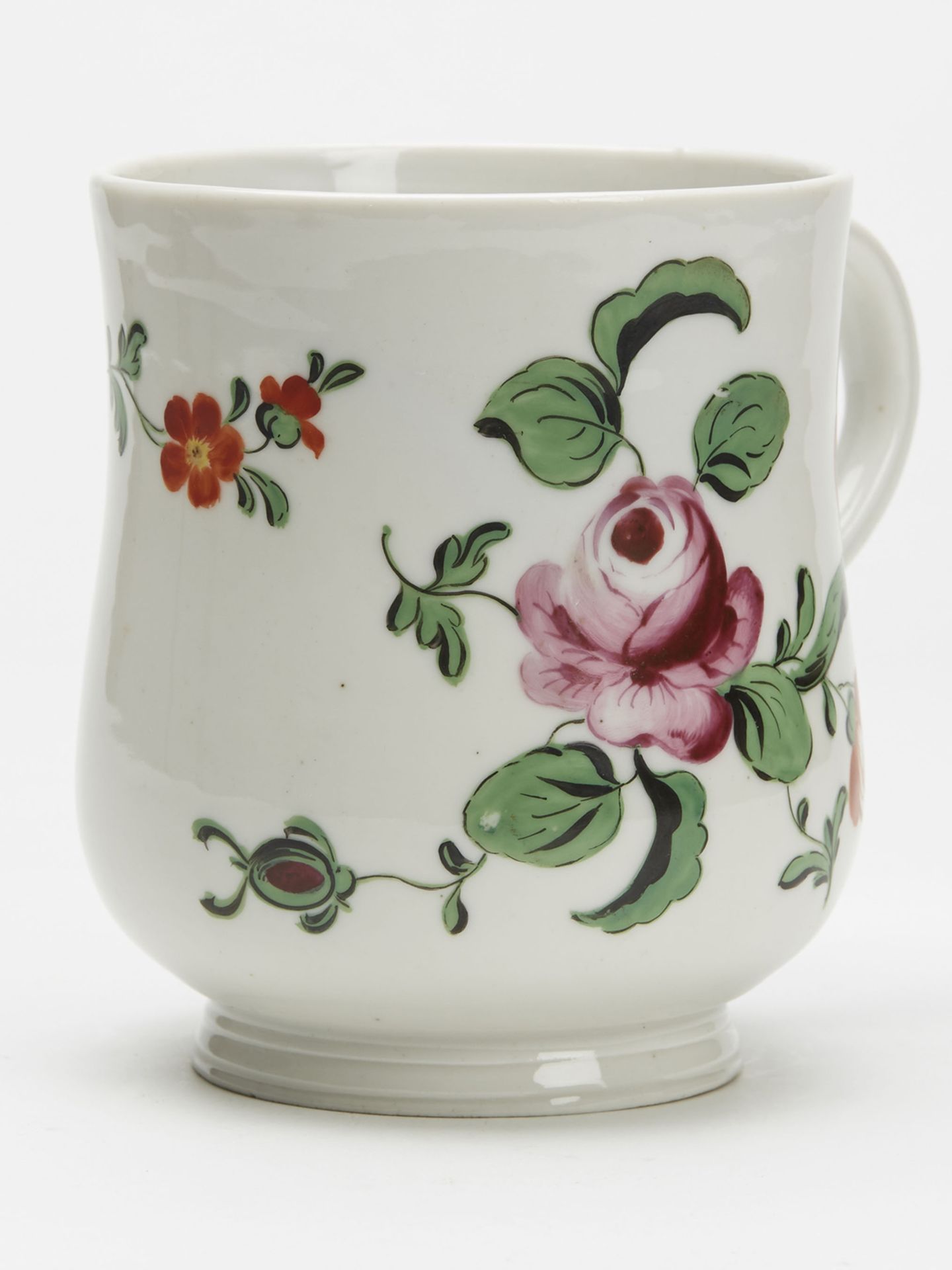 Antique Bell Shape Porcelain Floral Painted Tankard 18/19 C - Image 5 of 9