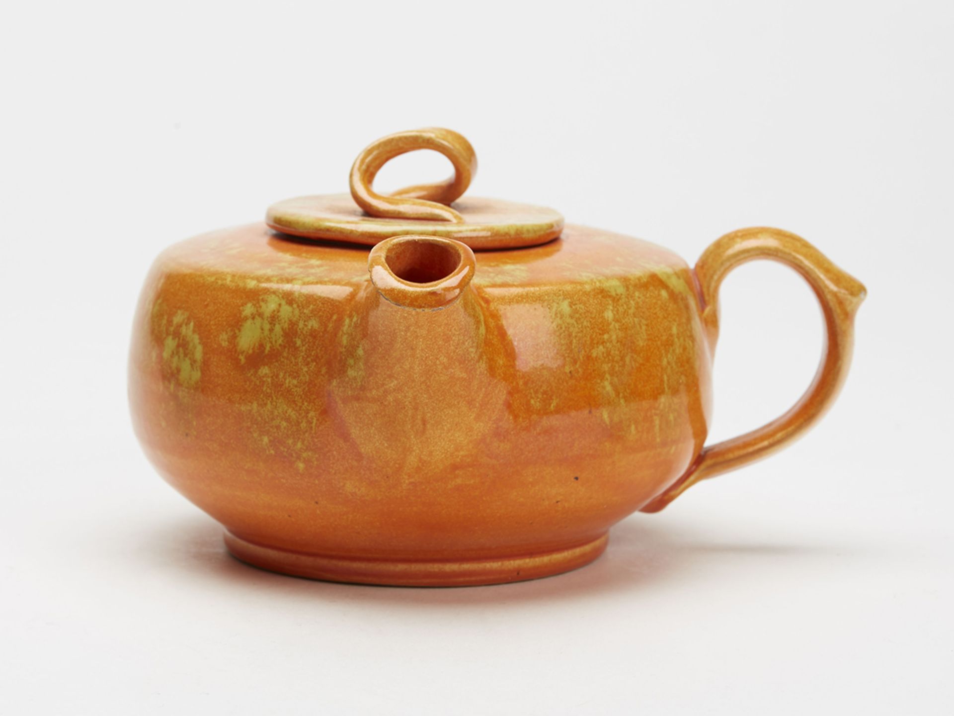 William Baron Art Pottery Orange Glazed Teapot C.1910 - Image 3 of 11