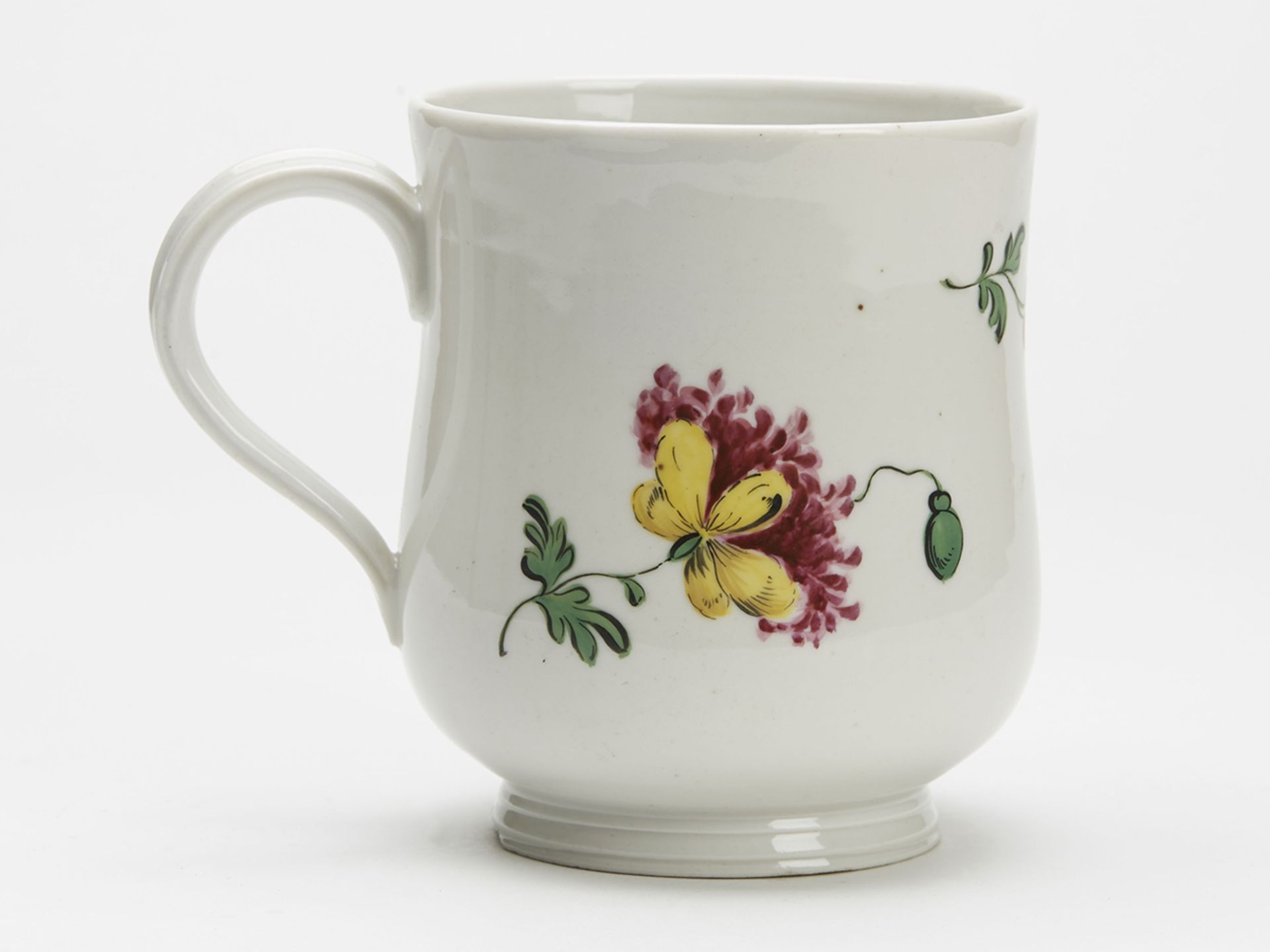 Antique Bell Shape Porcelain Floral Painted Tankard 18/19 C - Image 2 of 9